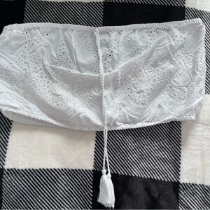White Tie Up Front Bandeau Top